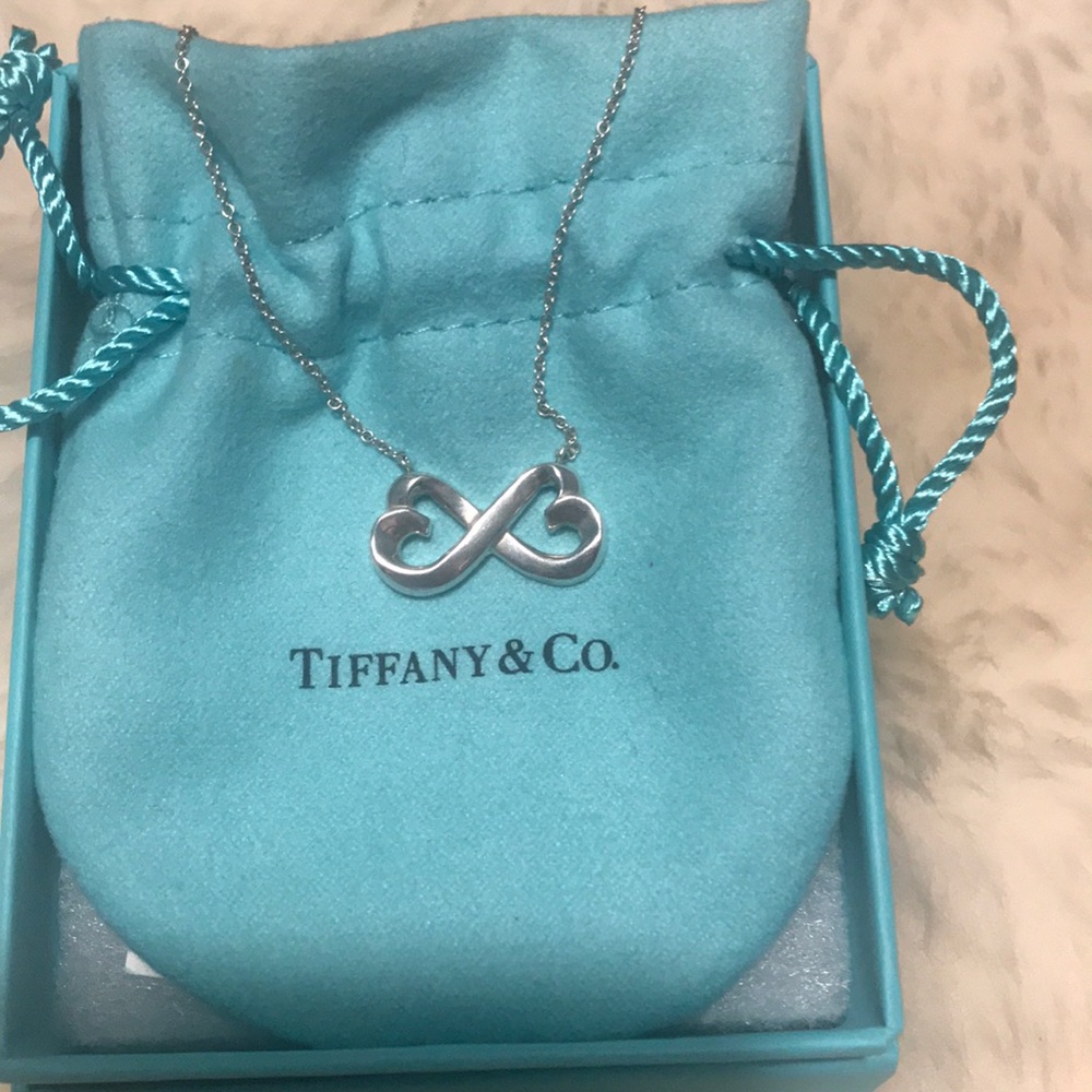 Tiffany double heart necklace like new
